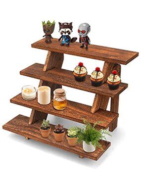 Wooden Display Stand Wood Cupcake Stands Tool Free, Rustic Risers for Display